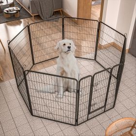 Heavy Duty Dog Pens Outdoor Dog Fence Dog Playpen for Large Dogs, 40"Dog Kennel Outdoor Pet Playpen with Doors 8 Panels Metal Exercise Pens Puppy Play