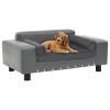 Dog Sofa Gray 31.9"x16.9"x12.2" Plush and Faux Leather