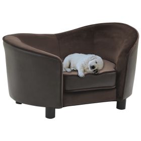 Dog Sofa Brown 27.2"x19.3"x15.7" Plush and Faux Leather