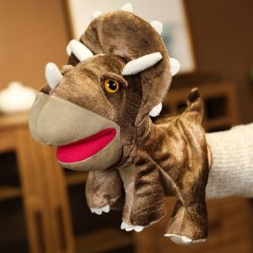 Plush Toy Doll Kindergarten Activity Props (Option: Triangle Dinosaur Brown Puppet-28cm)