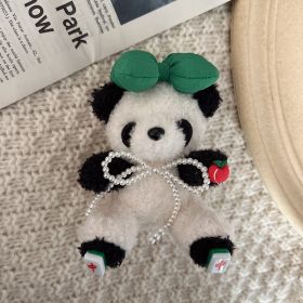 New Year Be Rich Panda Pearl Bow Plush Pendant (Option: One Green Rich Mahjong Panda)