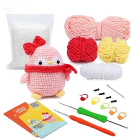 Penguin Crochet Material Package Diy Wool Knitting Doll Decoration (Option: Pink Penguin)