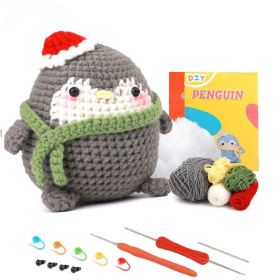 Penguin Crochet Material Package Diy Wool Knitting Doll Decoration (Option: Grey Penguin)