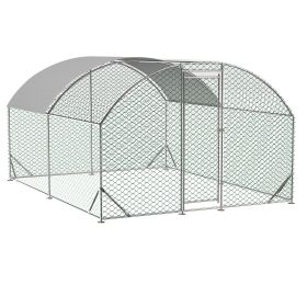 Large Chicken Coop Metal Chicken Run with Waterproof and Anti-UV Cover, Dome Shaped Walk-in Fence Cage Hen House for Outdoor and Yard Farm Use (Color: as Pic)