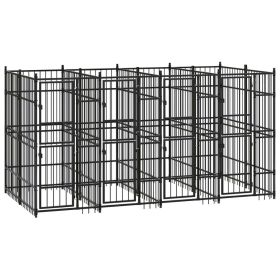 Outdoor Dog Kennel Steel 79.3 ft¬≤ (Color: Black)