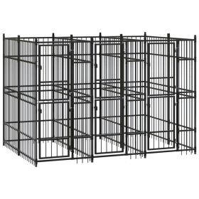 Outdoor Dog Kennel Steel 59.5 ft¬≤ (Color: Black)