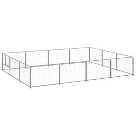 Dog Kennel Silver 129.2 ftÂ² Steel (Color: Silver)