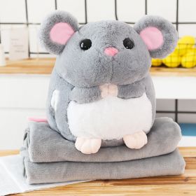 Mouse Doll Cute Sleeping Doll Pillow Plush Toy Hand Warmers Three In One Blanket Car Cushion (Option: Gray-Three In One)