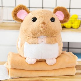 Mouse Doll Cute Sleeping Doll Pillow Plush Toy Hand Warmers Three In One Blanket Car Cushion (Option: Brown-Three In One)